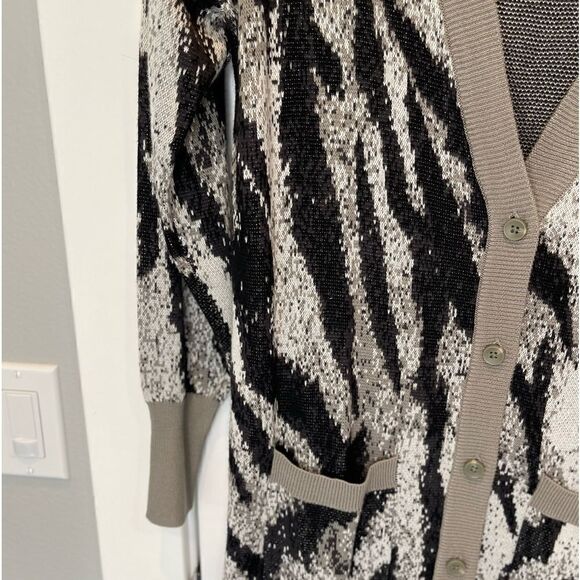 NEW Lisa Rinna Collection Zebra Prints Pockets Buttons Front Cardigan.Size XS - Picture 6 of 12